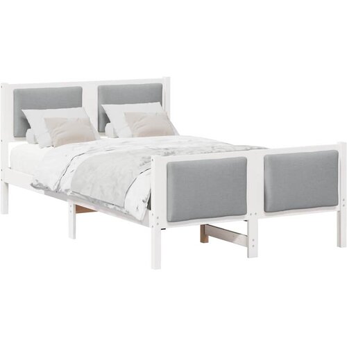  Krevetna konstrukcija Svijetlo siva 120 x 190 cm tkanina Bijela Slike
