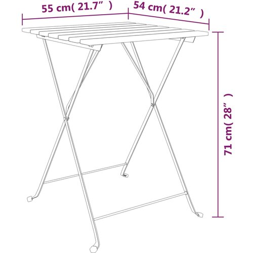 vidaXL sklopivi bistro stol 55 x 54 x 71 cm masivna tikovina i čelik Cene