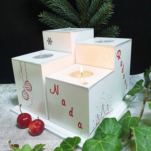 Poklon Dobra Ideja Adventski svijećnjak za 4 svijeće &amp;ndash; ručno izrađen božićni ukras Slike