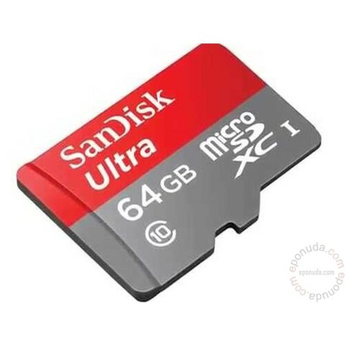 Sandisk Ultra microSDXC 64GB UHS-I + SD adapter - SDSQUNC-064G-GN6MA memorijska kartica Slike