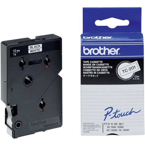  Trak p-touch tc-201 bel/črn 12mm BROTHER Slike