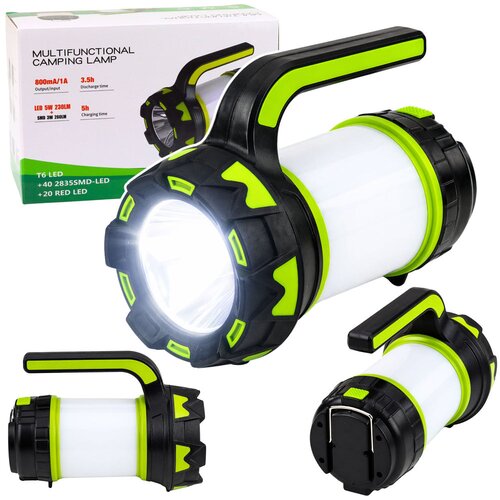  Vi&amp;scaron;enamjenska LED lampa za kampiranje - crno/zelena Slike