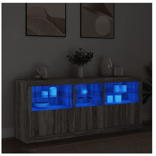 vidaXL Komoda z LED lučkami siva sonoma 162x37x67 cm Cene