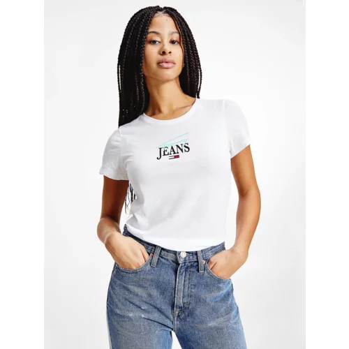 Tommy Hilfiger White Women's T-Shirt with Printed Tommy Jeans - Women