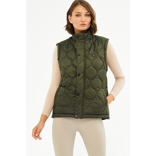 D1fference Women's Water And Windproof Onion Pattern Quilted Khaki Vest Cene