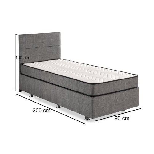  Podloga za krevet s uzglavljem Srebrna, 90x100x200 cm, Siva Slike