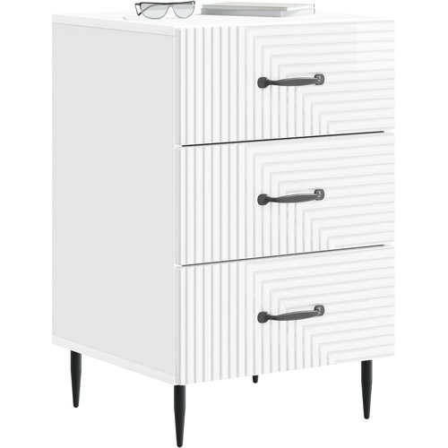  Noćni ormar s ladicama Bijela visokog sjaja 43 x 41 x 66,5 cm Slike