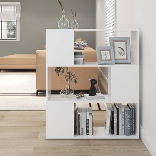 VidaXL Knjižna omara za razdelitev prostora bela 80x24x94 cm Slike