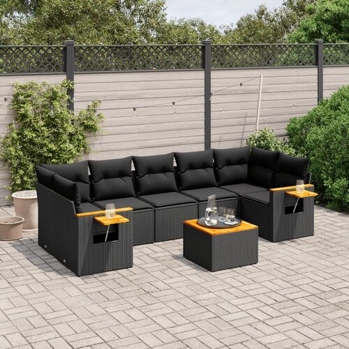 vidaXL 8-dijelni set vrtnih sofa od poliratana s jastucima crni Cijene