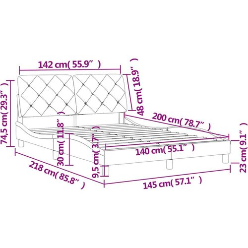 VidaXL Okvir za krevet s uzglavljem plavi 140 x 200 cm bar&amp;scaron;unasti Slike