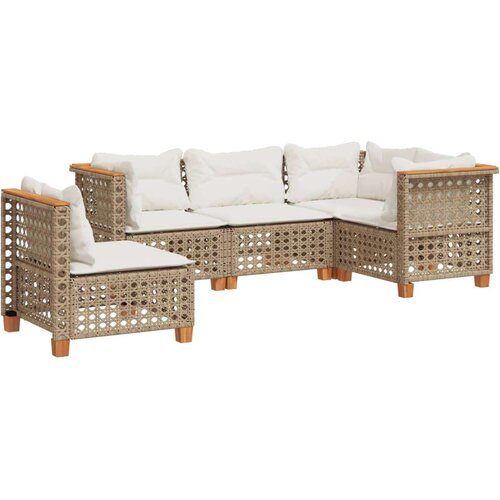 VidaXL 5-dijelni vrtni set sofa s jastucima bež od poliratana Slike
