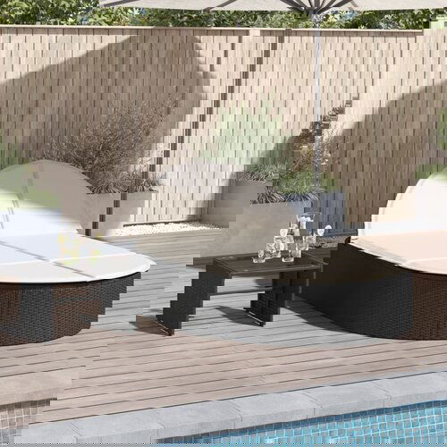 vidaXL dvojni ležalnik z blazinami črn poli ratan Cene