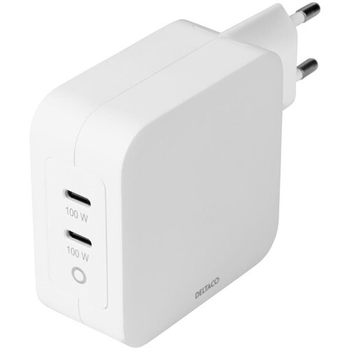 Deltaco USB-C zidni polnilec, GaN tehnologija, 2x USB-C PD, skupno 100 W Cene