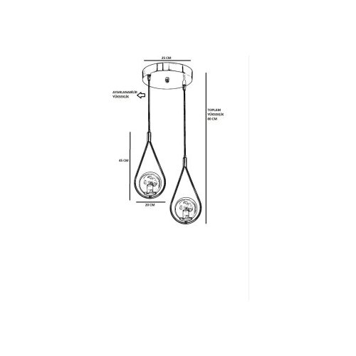 Opviq Damla 2 Li Tepsili Füme Camlı Siyah Sarkıt Black Chandelier Cene