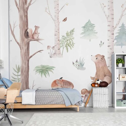  Foto tapeta - Subtle Illustration With Forest Animals 350x256 Vodootporna Cene