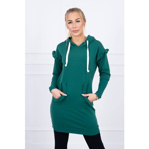 Kesi Dress with decorative ruffles and a hood green Slike