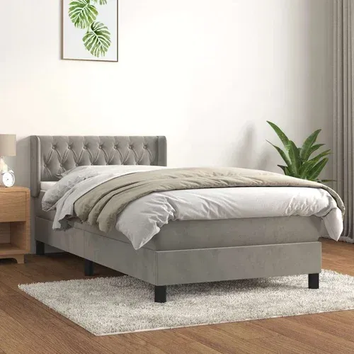 Box spring postelja z vzmetnico svetlo siva 90x200 cm žamet, (20900035)