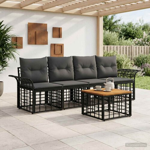  Set vanjskih sofa 5 kom. Crna i tamno siva Poliester Cijene