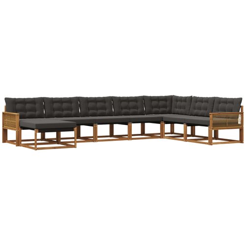 vidaXL Zunanja garnitura za sedenje z blazino 8 pcs Naravna in črna, (5000273005) Cene