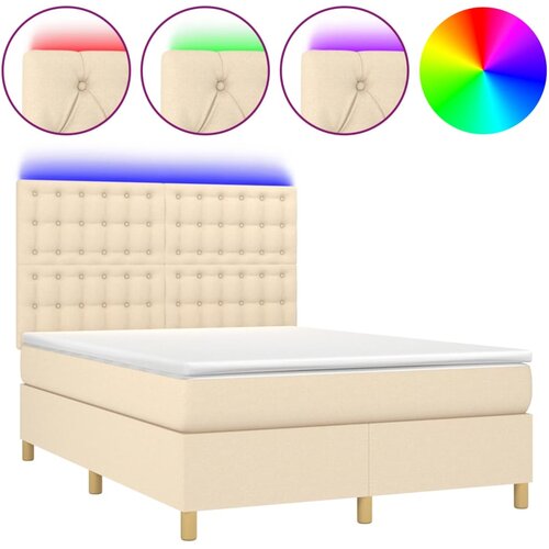 Maison Chic Box spring postelja - Vzmetna postelja z vzmetnico LED krem 140x190 cm blago SL21802, (21892249) Cene