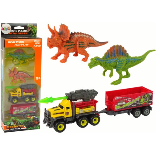  Dinosaurs Set Rocket Car With Trailer Yellow Cene