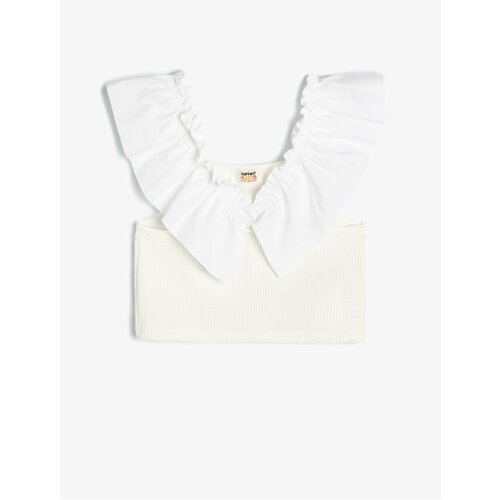 Koton Crop Undershirt Sleeveless Frilly V-Neck Slike