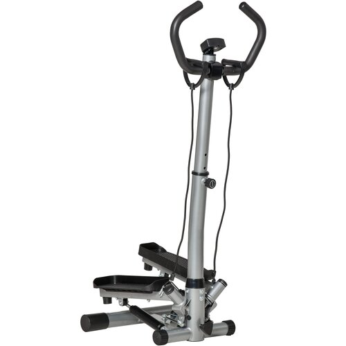 HOMCOM Stepper z nastavljivim krmilom, nedrsečimi ročaji in elastikami, Step Fitness z LCD monitorjem za dom in telovadnico, črno-srebrn, (20710867) Cene