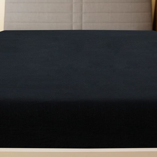  Plahta s gumicom od žerseja crna 160x200 cm pamučna Slike
