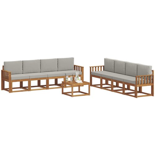  Set vanjskih sofa 9 kom. Prirodna i svijetlo siva Slike