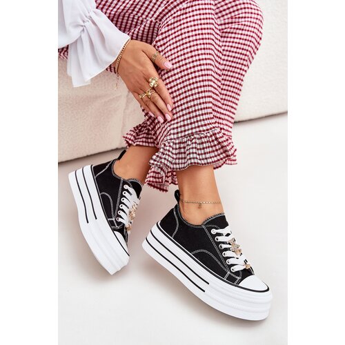 Boto Women's Platform Sneakers With Golden Pins Black Fiorina Cene