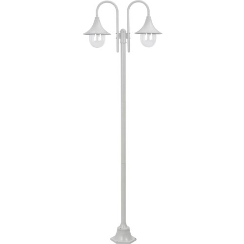 VidaXL vrtna dvostruka stupna svjetiljka od aluminija E27 220 cm bijela Slike