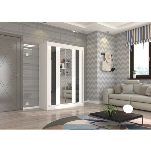 ADRK GARDEROBNA OMARA KEITA 150 CM (VE BARV)-Bela/rna Slike
