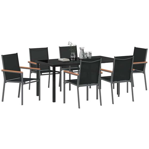  Vrtni set za objed 7 pcs Crna Čelik s prahom Slike