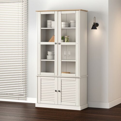 The Living Store Vitrina sa staklom VIGO bijela 85x35x170 cm od masivne borovine Cijene