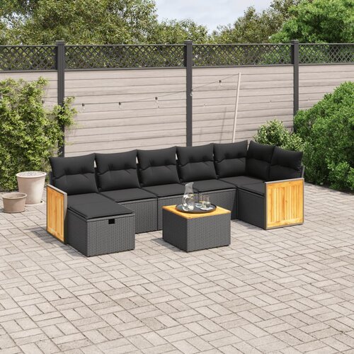 vidaXL 8-dijelni set vrtnih sofa od poliratana s jastucima crni Cijene