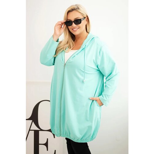 Kesi Plus Size women&amp;#039;s cotton hoodie with a zipper mint Slike