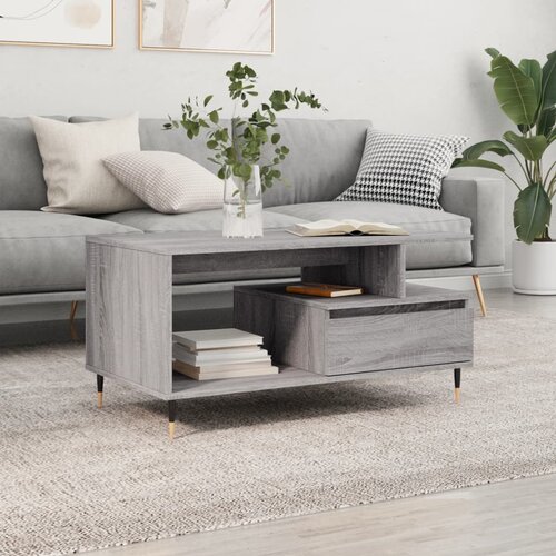 VidaXL Stolić za kavu boja sivog hrasta 90x49x45 cm konstruirano drvo Slike