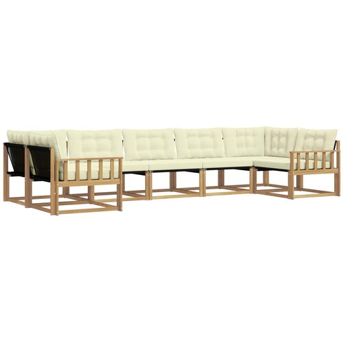 vidaXL Zunanja garnitura za sedenje z blazino 7 pcs Bela in krem, (5000280318) Cene