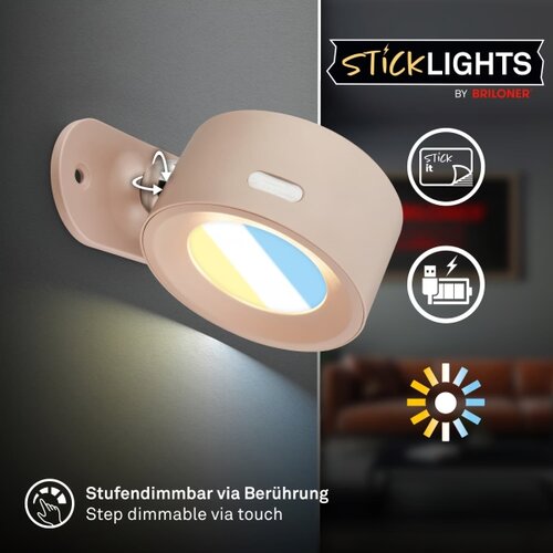 BRILONER 3896011 - led prigu&amp;scaron;iva punjiva zidna lampa tari LED/1,6W/5V 1500 mah bež Slike