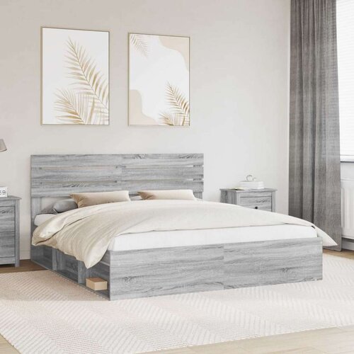  Okvir za krevet s uzglavljem Siva Sonoma 200 x 200 cm Cene