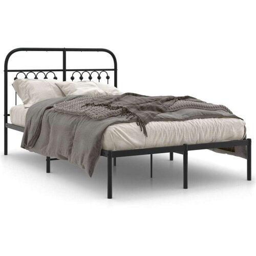 Metalni okvir za krevet s uzglavljem crni 120x200 cm Slike