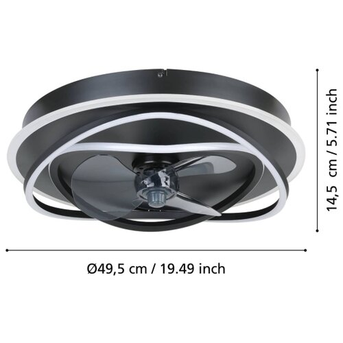 Eglo 35146 - LED prigu&amp;scaron;iva plafonski ventilator NAMORI 4xLED/9W/230V prečnik 50 cm crni + daljinski upravljač Slike
