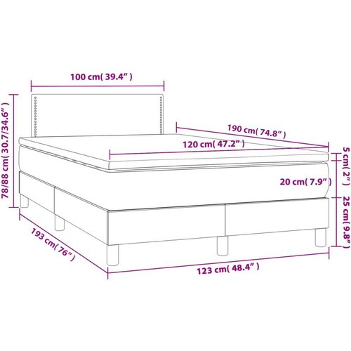 VidaXL Krevet s oprugama i madracem svjetlosivi 120x190 cm od tkanine Slike