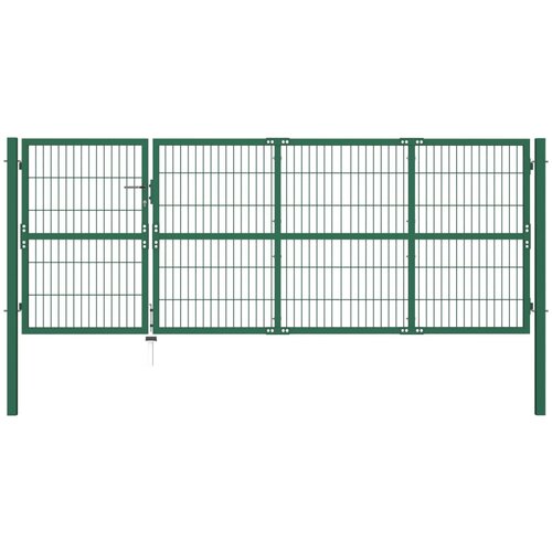 vidaXL vrtna vrata za ogradu sa stupovima 350 x 120 cm čelična zelena Cijene