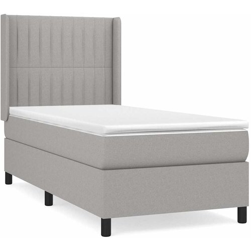 Box spring krevet s madracem svjetlosivi 90x190 cm od tkanine Slike