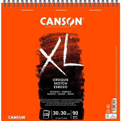 Canson Skicirka spirala XL Croquis 30x30 cm 90 g, 120 listna, (22005475) Cene