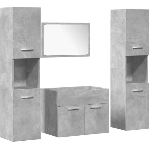  4-dijelni set kupaonskog namje&amp;scaron;taja siva boja betona drveni 60 x 38.5 x 46 cm Slike