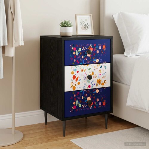  Noćni ormar MAINZ Crni hrast 36 x 33 x 61 cm Konstruirano drvo Slike