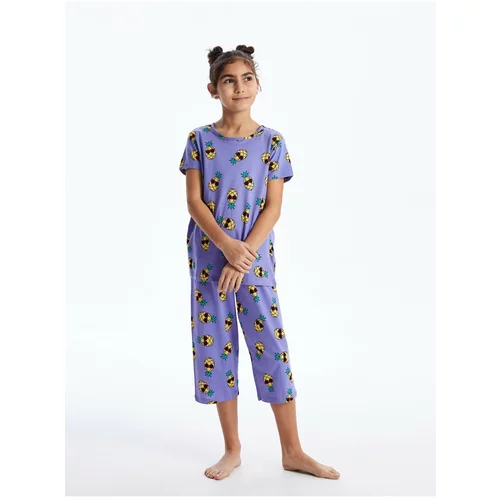 LC Waikiki Crew Neck Printed Short Sleeve Girls' Pajamas Set