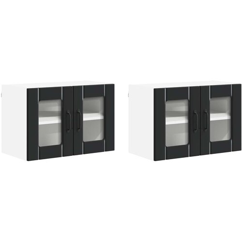  Zidni stakleni ormarić Lucca 2 pcs Crna 60 x 31 x 40 cm Slike